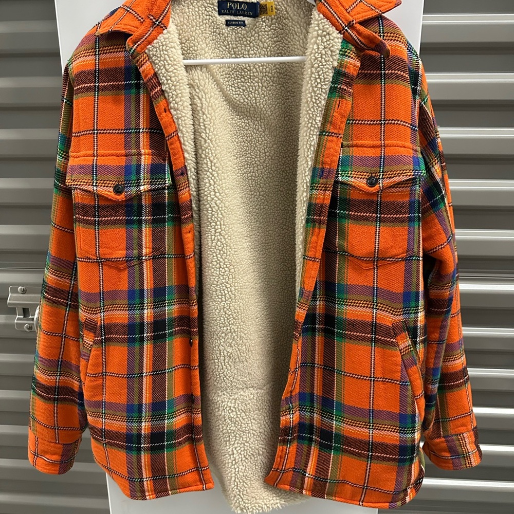 Ralph Lauren Men's Orange Plaid Puffer Jacket